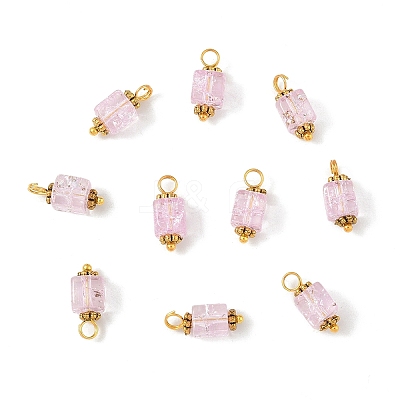 10Pcs Crackle Glass Pendants PALLOY-YW00067-06-1