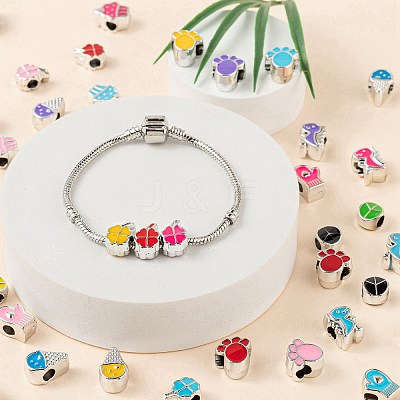 70Pcs 7 Style UV Plating Acrylic European Beads OACR-LS0001-03-1