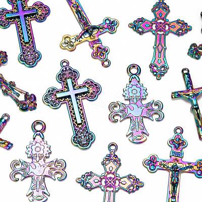 12Pcs 6 Style Rainbow Color Alloy Pendants FIND-LS0001-16MC-1
