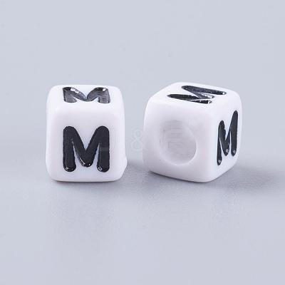 Acrylic Horizontal Hole Letter Beads PL37C9308-M-1