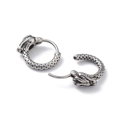 304 Stainless Steel Dragon Hoop Earrings for Men Women EJEW-F312-05AS-1