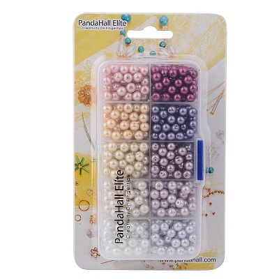 10 Colors 6mm Tiny Satin Luster Glass Pearl Round Beads Assortment Mix Lot for Jewelry Making Multicolor HY-PH0004-6mm-01-B-1