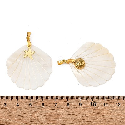 Natural Freshwater Shell Carved Pendants PALLOY-JF05825-1