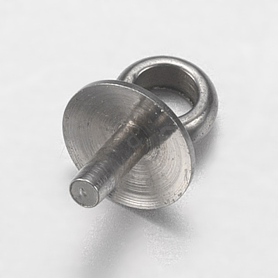 201 Stainless Steel Cup Pearl Peg Bails Pin Pendants STAS-I097-043P-1