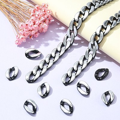 100Pcs Silver Color Plated Acrylic Linking Rings SACR-CJ0001-31-1