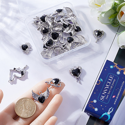 30Pcs 5 Styles Rack Plating Alloy Glass Pendants FIND-SC0006-66-1
