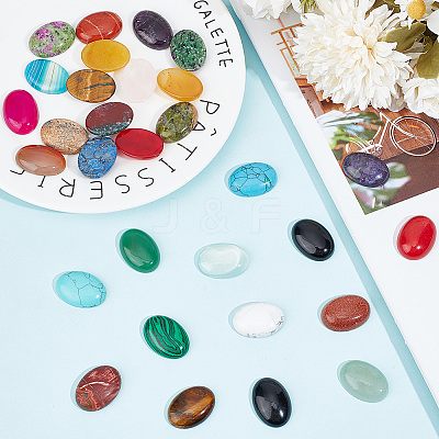 30Pcs 30 Styles Natural & Synthetic Mixed Gemstone Cabochons G-GO0001-24-1