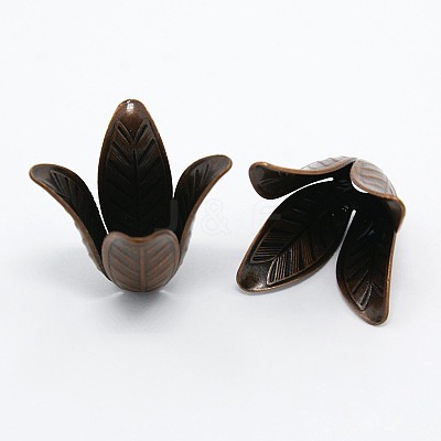 4-Petal Brass Flower Bead Caps X-KK-M010-02R-NR-1