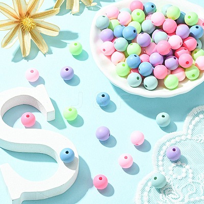 Round Spray Painted Fluorescent Acrylic Beads MACR-YW0002-71-1