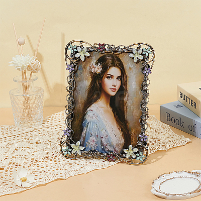 Rectangle Zinc Alloy Enamel Photo Frame Stand AJEW-WH0794-88-1
