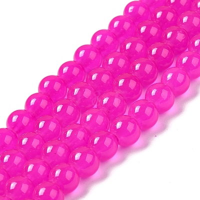 Baking Paint Imitation Jade Glass Round Bead Strands DGLA-Q021-8mm-28-1
