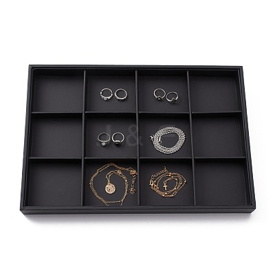 Stackable Wood Display Trays Covered By Black Leatherette PCT106-1