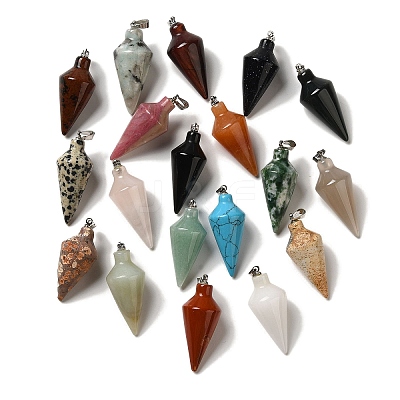 Natural & Synthetic Mixed Gemstone Pendants G-Z055-02P-1