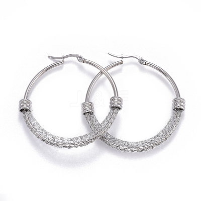 Non-Tarnish 304 Stainless Steel Hoop Earrings EJEW-L232-032C-P-1