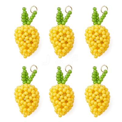 3Pcs 3 Colors Glass Seed Beaded Mango Pendants PALLOY-MZ00893-1