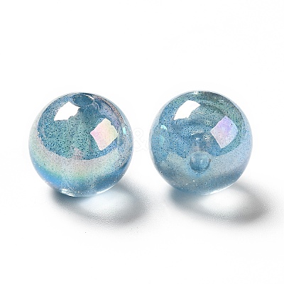 UV Plating Transparent Rainbow Iridescent Acrylic Beads OACR-D010-01E-1