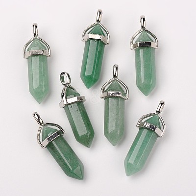 Natural Green Aventurine Double Terminated Pointed Pendants G-F295-04A-1