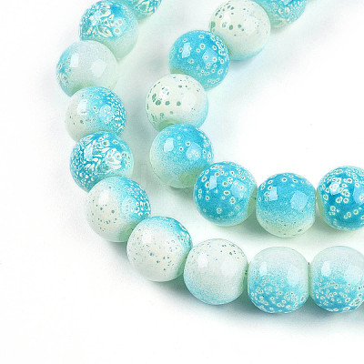 Transparent Baking Paint Glass Beads Strands DGLA-N009-10mm-05-1