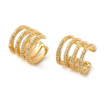 Brass Micro Pave Clear Cubic Zirconia Cuff Earrings EJEW-K309-03G-1