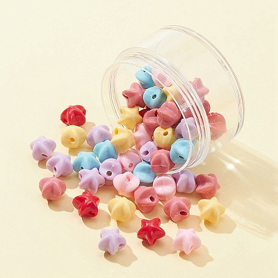 50Pcs 6 Colors Opaque Acrylic Beads MACR-FS0001-58-1