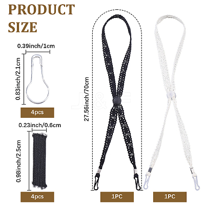 2Pcs 2 Colors Polyester Lace Hat Flexible Removable Chin Cord FIND-CP0003-60-1