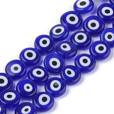 Handmade Evil Eye Lampwork Beads Strands LAMP-S191-02C-03-1