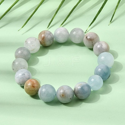 12MM Natural Aquamarine Round Beaded Stretch Bracelets for Women GG-CBA6C75-A01-12mm-1