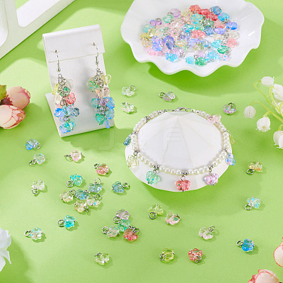 100Pcs 10 Style Transparent Acrylic Pendants PALLOY-TAC0229-1