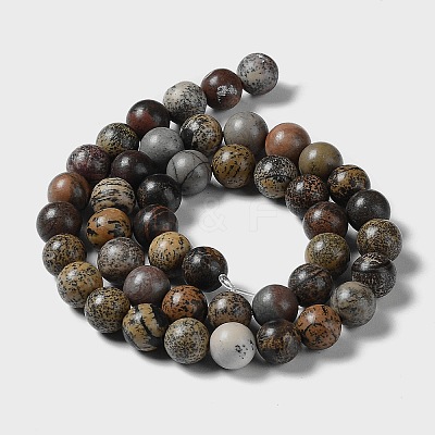 Round Natural Dendritic Jasper Beads Strands G-I176-06-8mm-01-1