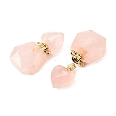 Natural Rose Quartz Perfume Bottle Pendants G-L623-12G-02-1