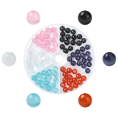 90Pcs 6 Colors Cat Eye Beads Sets CE-YW0001-01-1