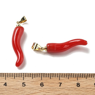 Handmade Lampwork with Brass Pendants KK-Q095-02B-1