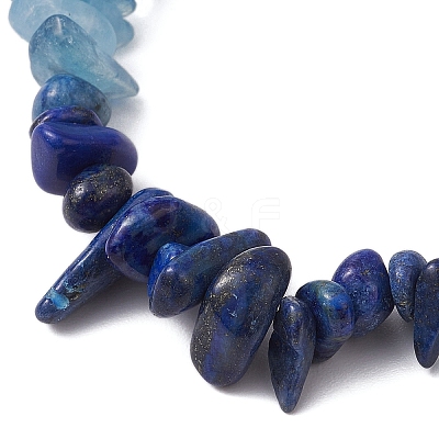 Natural Aquamarine Chips Beaded Stretch Bracelets for Women BJEW-TA00557-04-1