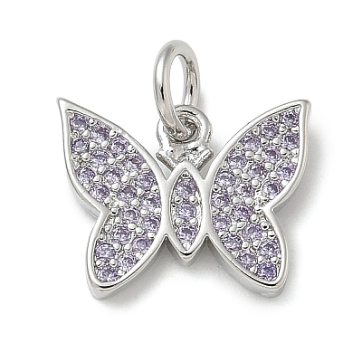 Rack Plating Brass Micro Pave Cubic Zirconia Pendants KK-K392-42P-1
