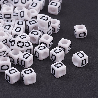 50g Opaque Acrylic Horizontal Hole Letter Beads SACR-TA0001-19K-1