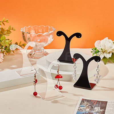 Acrylic Slant Back Single Earring Display Stands EDIS-WH0030-33A-1