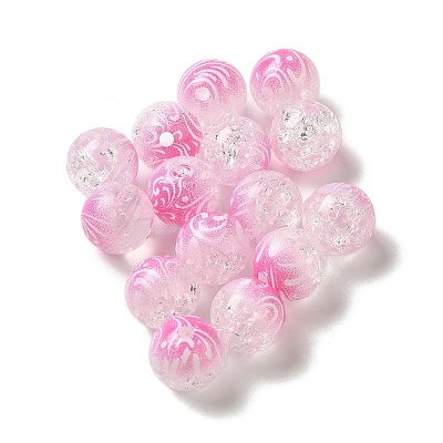 Duotone Spray Painted Crackle Acrylic Beads OACR-G029-02-1