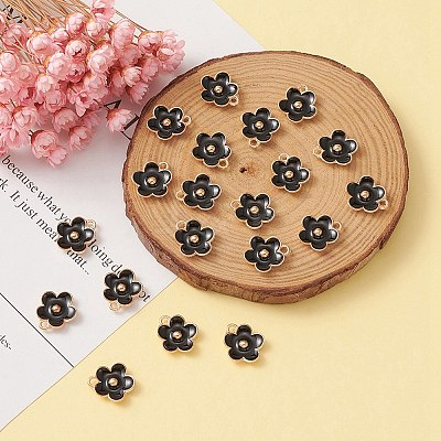 Light Gold Plated Alloy Enamel Pendants ENAM-YW0002-20E-1