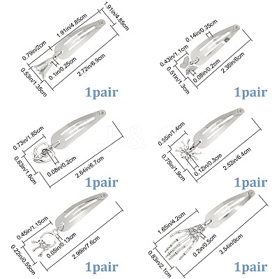 6 Pairs 6 Styles Alloy Snap Hair Clips for Woman Girls OHAR-CP0001-12-1