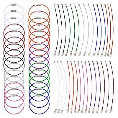 120Pcs 10 Colors Carbon Steel with PVC Wire Cord AJEW-ME0001-39-1