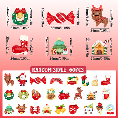 Christmas Opaque Resin Decoden Cabochons RESI-SP0001-03-1