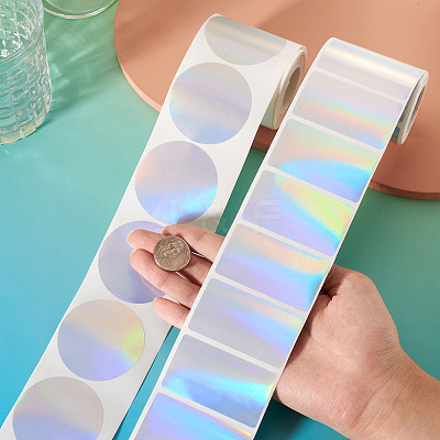 2 Rolls 2 Styles Vinyl Plastic Printable Holographic Stickers OFST-TA0001-11B-1