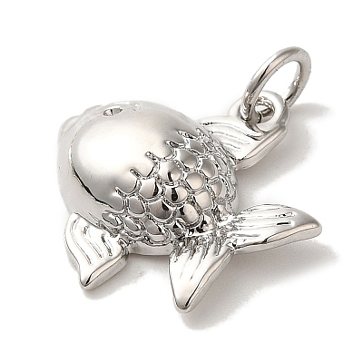 Fish Rack Plating Brass Pendants KK-U027-35P-1