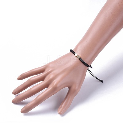 Unisex Adjustable Korean Waxed Polyester Cord Braided Bead Bracelets BJEW-JB04671-01-1