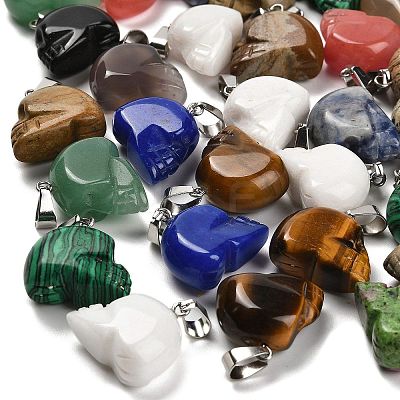 Natural & Synthetic Mixed Gemstone Pendants G-Z067-02P-01-1