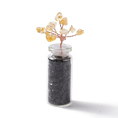 Chip Natural Black Obsidian & Citrine Display Decorations DJEW-D005-01R-06-1