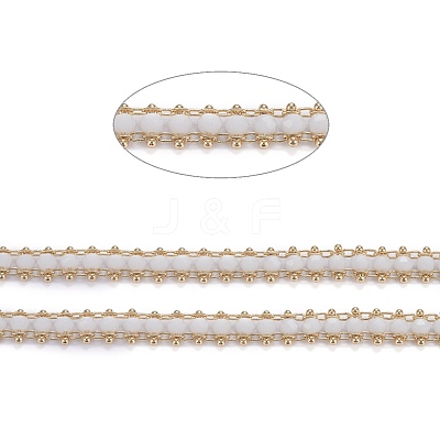 Brass Handmade Faceted Glass Beaded Chains CHC-F012-04B-1