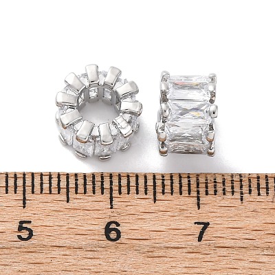 Brass Micro Pave Cubic Zirconia European Beads KK-F894-11P-1