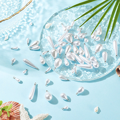 80Pcs 8 Styles ABS Plastic Pearl Pendants FIND-TA0010-50-1