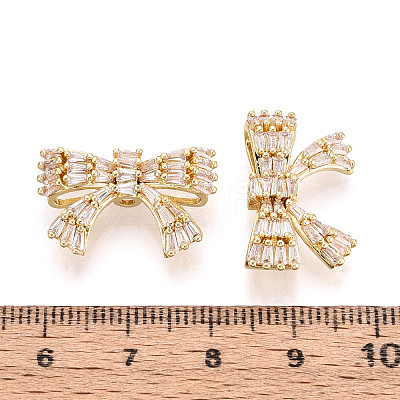 Brass Micro Pave Cubic Zirconia Beads KK-N276-11G-1